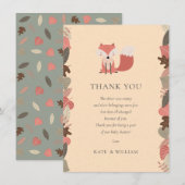 Woodland Fox Baby shower Dank u Gedicht Bedankkaart (Voorkant / Achterkant)
