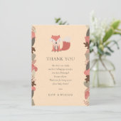 Woodland Fox Baby shower Dank u Gedicht Bedankkaart (Staand voorkant)