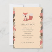Woodland Fox Baby shower Dank u Gedicht Bedankkaart (Voorkant)