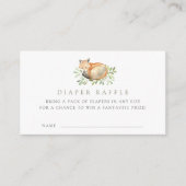 Woodland Fox Baby shower Diaper Raffle Ticket Informatiekaartje (Voorkant)