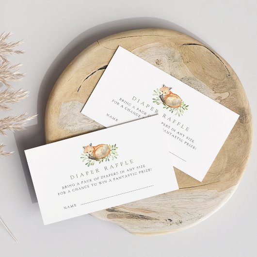 Woodland Fox Baby shower Diaper Raffle Ticket Informatiekaartje