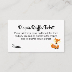 Woodland Fox Baby shower Diaper Raffle Ticket Informatiekaartje
