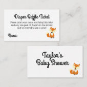 Woodland Fox Baby shower Diaper Raffle Ticket Informatiekaartje (Voorkant / Achterkant)