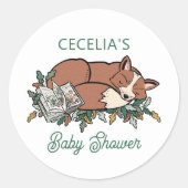 Woodland Fox Baby shower Envelope Ronde Sticker (Voorkant)