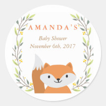 Woodland Fox Baby shower Favor Sticker