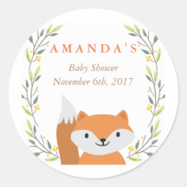 Woodland Fox Baby shower Favor Sticker