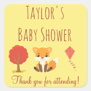 Woodland Fox Baby shower Hartelijk dank Vierkante Sticker