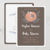 Woodland Fox Baby shower Invitation (dubbelzijdig) Kaart (Voorkant / Achterkant)