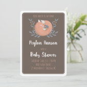 Woodland Fox Baby shower Invitation (dubbelzijdig) Kaart (Staand voorkant)