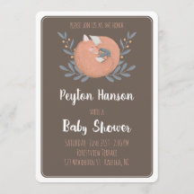 Woodland Fox Baby shower Invitation (dubbelzijdig)