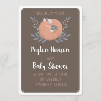 Woodland Fox Baby shower Invitation (dubbelzijdig) Kaart