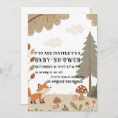 Woodland Fox Baby Shower Invitation Kaart (Voorkant / Achterkant)