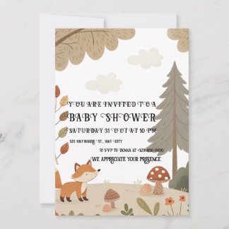Woodland Fox Baby Shower Invitation Kaart