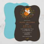 Woodland Fox Baby shower Invitation Kaart (Voorkant / Achterkant)