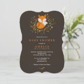 Woodland Fox Baby shower Invitation Kaart (Staand voorkant)