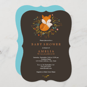 Woodland Fox Baby shower Invitation Kaart