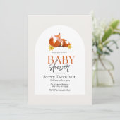 Woodland Fox Baby shower Invitation Kaart (Staand voorkant)
