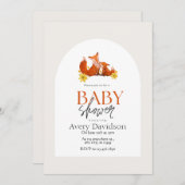 Woodland Fox Baby shower Invitation Kaart (Voorkant / Achterkant)