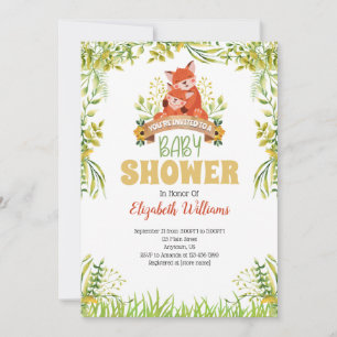 Woodland Fox Baby shower Invitation Kaart