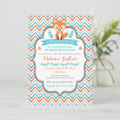 Woodland Fox Baby shower Invitation Kaart (Staand voorkant)