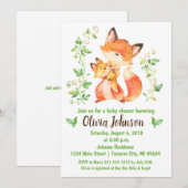 Woodland Fox Baby shower Invitation Kaart (Voorkant / Achterkant)