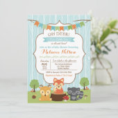 Woodland Fox Baby shower Invitation Oh Deer Kaart (Staand voorkant)