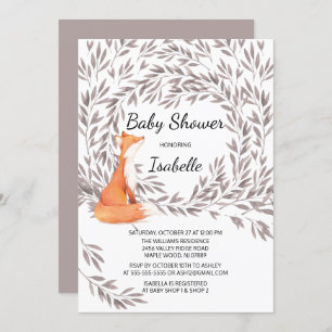 Woodland Fox Baby shower Invite Kaart