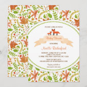Woodland Fox Baby shower Invites / moeder en baby Kaart (Voorkant / Achterkant)