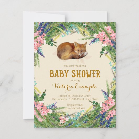 Woodland Fox Baby shower Kaart (Voorkant)