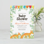 Woodland Fox Baby shower Kaart (Staand voorkant)