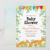 Woodland Fox Baby shower Kaart (Voorkant / Achterkant)