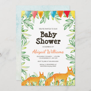 Woodland Fox Baby shower Kaart