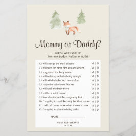 Woodland Fox Baby shower mama of papa Game Flyer