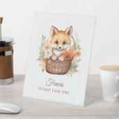 Woodland Fox Baby Shower Please Take One Favors Reclamebord Met Voetstuk (Insitu)
