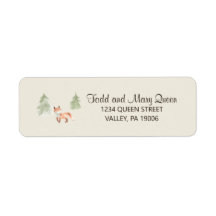 Woodland Fox Baby shower Return Address Labels