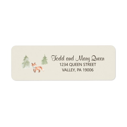Woodland Fox Baby shower Return Address Labels (Voorkant)