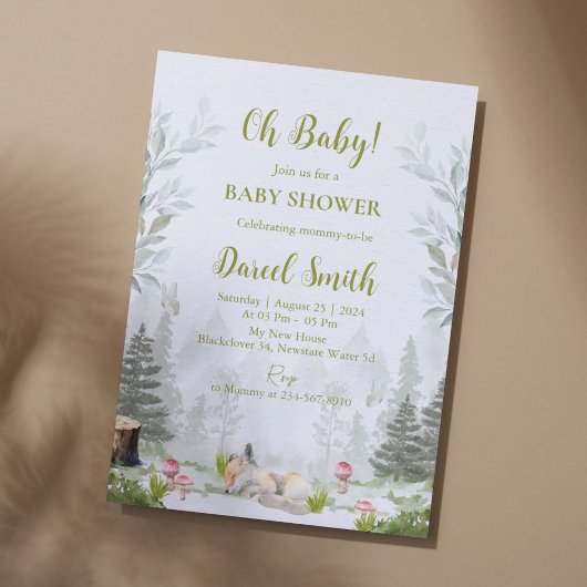 Woodland Fox Baby Shower Uitnodigingen - Forest Th