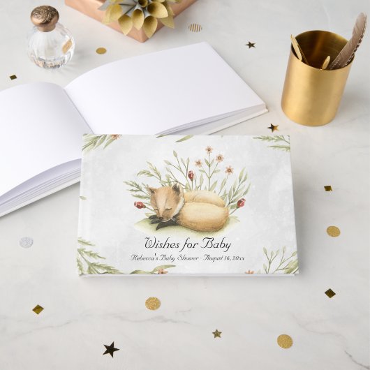 Woodland Fox | Baby shower van bosdieren Gastenboek (Voorkant open)