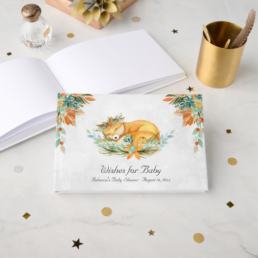 Woodland Fox | Baby shower van bosdieren Gastenboek (Voorkant open)