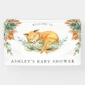 Woodland Fox | Baby shower Welkomstbanner Spandoek (Horizontaal)