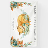Woodland Fox | Baby shower Welkomstbanner Spandoek (Verticaal)