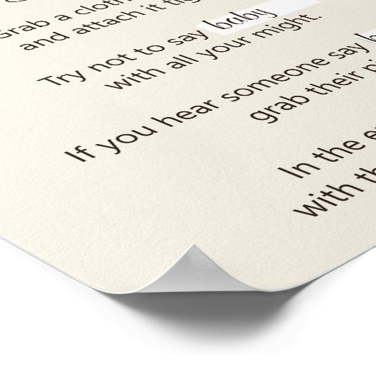 Woodland Fox Baby shower Zeg geen Baby Poster (Hoek)