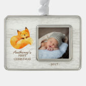 Woodland Fox Baby's 1e Kerstmis Foto Ornament (Voorkant)