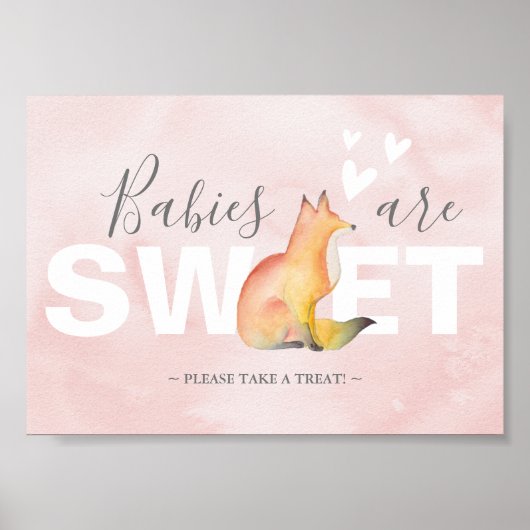 Woodland Fox Baby's zijn zoet Baby shower Poster (Voorkant)