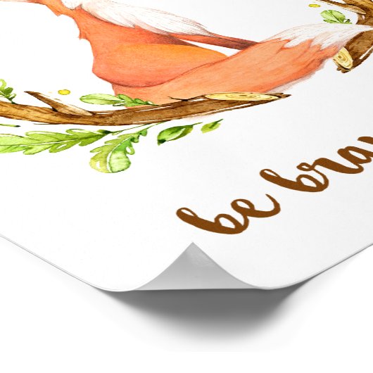 Woodland Fox Be Brave Little One Poster (Hoek)