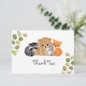 Woodland Fox Beer Raccoon Bunny Dank u kaart (Staand voorkant)