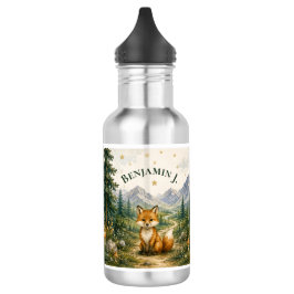 Woodland Fox Bergavontuur Kinderen Naam Waterfles