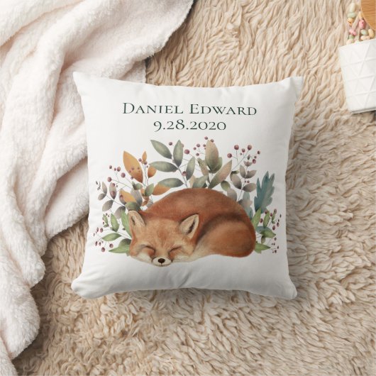  Woodland Fox Birth Announounding Throw Pill Kussen (Deken)