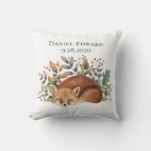  Woodland Fox Birth Announounding Throw Pill