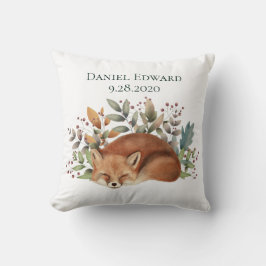 Woodland Fox Birth Announounding Throw Pill Kussen